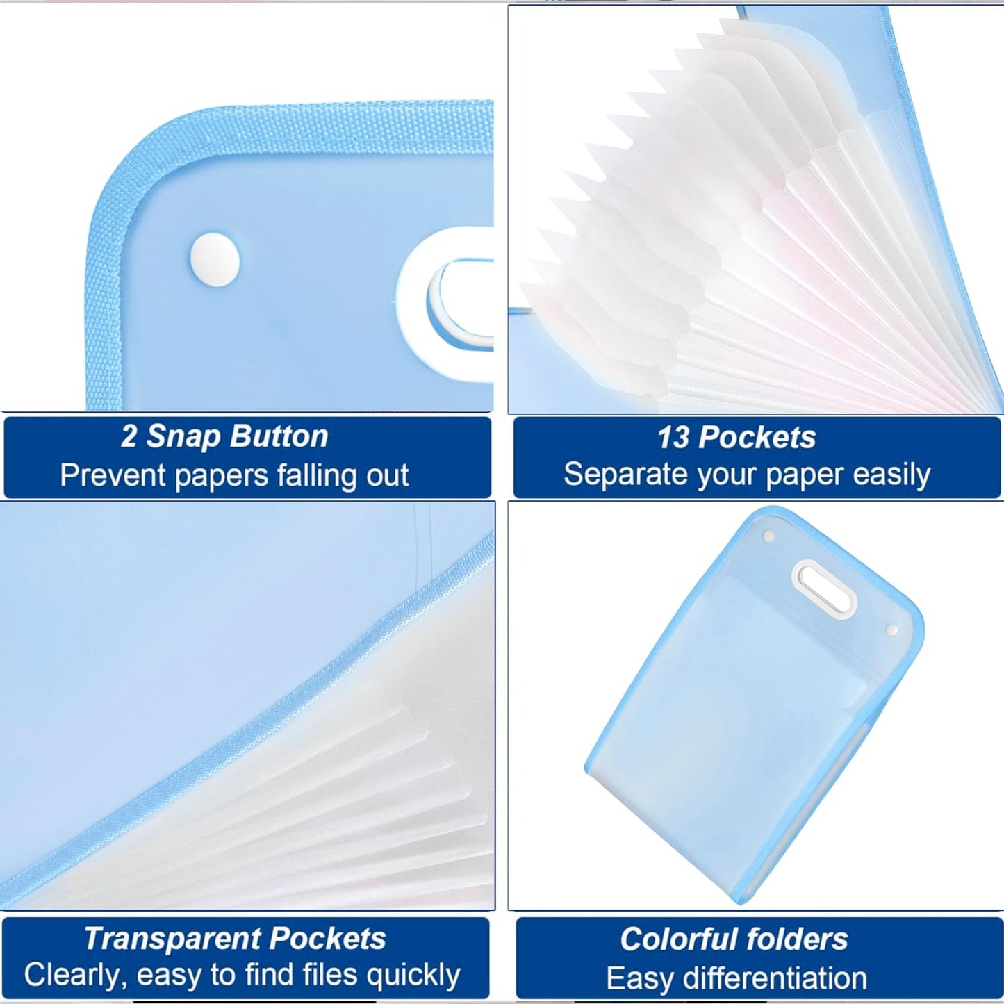 13 Pockets Vertical Expanding File Folder Accordion File Folder Organizer for A4 Size Letter Size Paper Document Holder Organizer