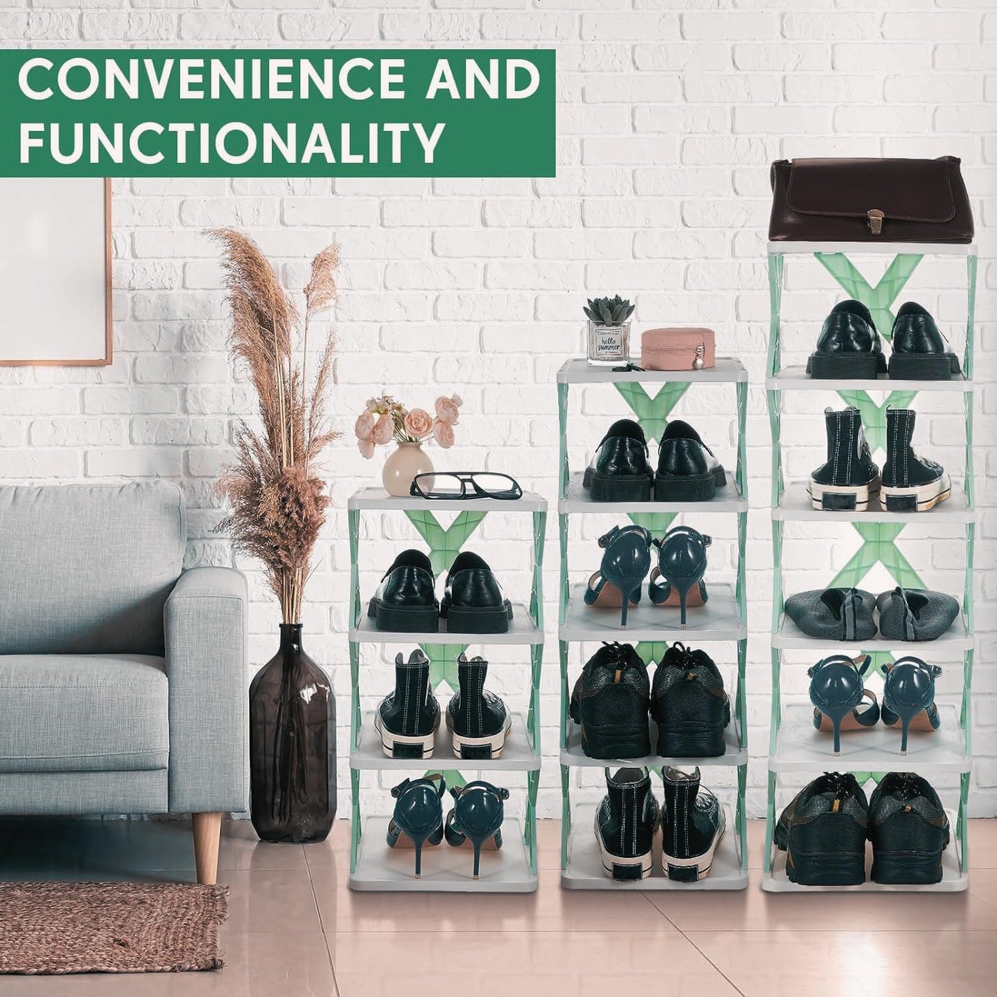 6-Layer Plastic Shoe Rack for Home – Stackable & Adjustable Shoe Organizer Shelf for Entryway, Bedroom & Corner Use | Space-Saving Foldable Stand with Book & Shoe Storage Slots