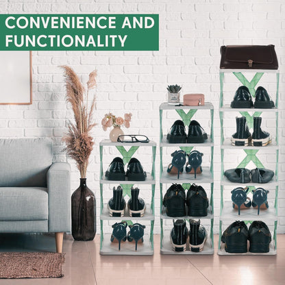 6-Layer Plastic Shoe Rack for Home – Stackable & Adjustable Shoe Organizer Shelf for Entryway, Bedroom & Corner Use | Space-Saving Foldable Stand with Book & Shoe Storage Slots