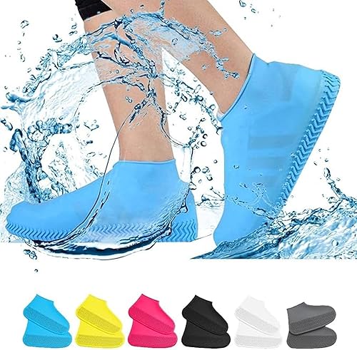 Waterproof Shoe Covers Reusable Silicone Shoes Cover Rain Boots for Men, Women, Kids | Anti-Slip Rubber Shoe Protectors Overshoes for Rain, Garden, Outdoor (Color May Very) (Large) Multi