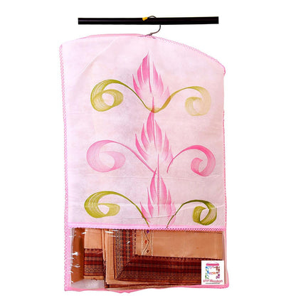 Fabric Printed Hanging Saree Cover Wardrobe Organizer (Pack of 12)