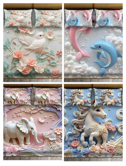 7D Digital Glace Cotton King Size Printed Flat Double Bedsheet, 108 X 108 Inch and 2 Pillow Cover Without Joint (Multicolor)