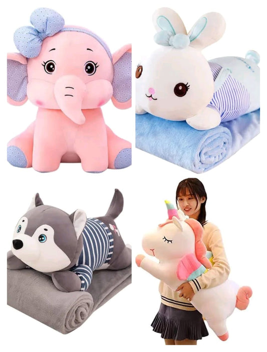 3-in-1 Kids Blanket and Pillow and Soft Toy